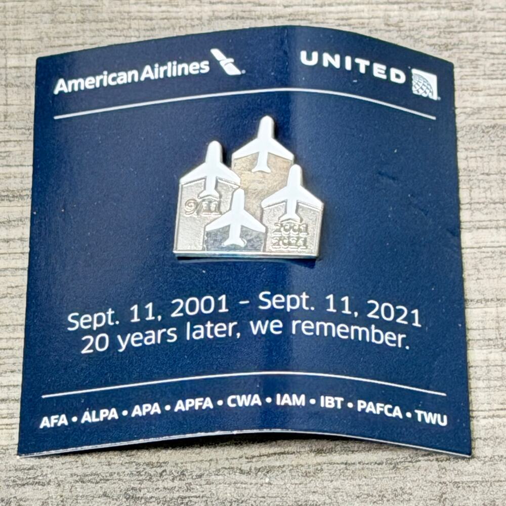 American United Airlines 9/11 20th Anniversary Memorial Lapel Pin 2021 Union AFA